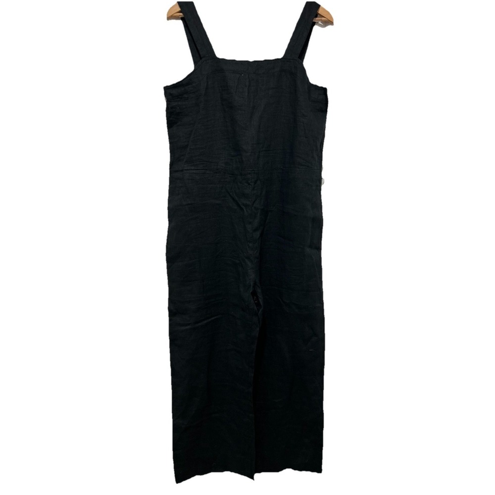 NEW Quince M 100% European Linen Square Neck Jumpsuit Black - Missing Belt